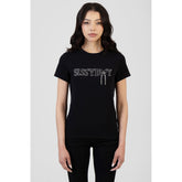 Sissy Boy Womens Glitter In The Dark Regular T-Shirt With Beads In Black
