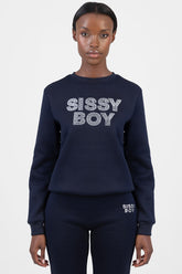 Sissy boy Womens Logo Sweat Top With Bling In Navy