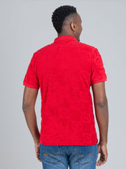 Ben Sherman Mens Terry Tar Textured Polo Red