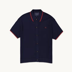 Tshepo Mens Tipped Knit Os Polo Shirt Navy