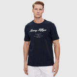 Tommy Hilfiger Mens Script Logo Tee T-Shirts In Navy