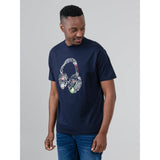 Ben Sherman Mens Typography Headphones T-Shirt In Navy
