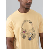 Ben Sherman Mens Typography Headphones T-Shirt In New Wheat