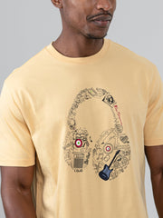 Ben Sherman Mens Typography Headphones T-Shirt In New Wheat