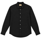 Morenzo Mens Long Sleeve Linen Shirt In Black