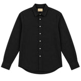 Morenzo Mens Long Sleeve Linen Shirt In Black
