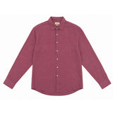 Morenzo Mens Long Sleeve Linen Shirt In Maroon