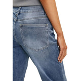 Stella Morgan Ladies Mid Waist Straight Leg Jeans In Mid Denim