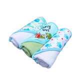 Mother's Choice Unisex 3 Hooded Towels & 3 Squeakys In Turquoise