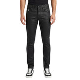 Soviet Mens Wax Finish Skinny Jeans In Black