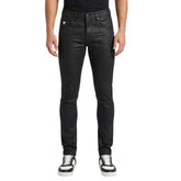 Soviet Mens Wax Finish Skinny Jeans In Black