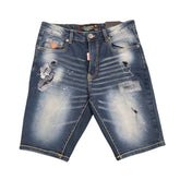 Soviet Mens Revolt Fashion Denim Shorts In Dark Indigo