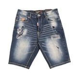 Soviet Mens Revolt Fashion Denim Shorts In Dark Indigo