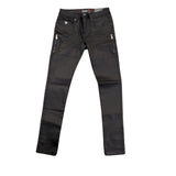 Soviet Mens Wax Finish Skinny Jeans In Black