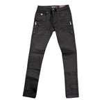Soviet Mens Wax Finish Skinny Jeans In Black