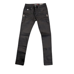 Soviet Mens Wax Finish Skinny Jeans In Black