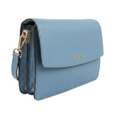 Cellini Washed Diva Leather Flapover Bag In Denim