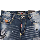 Soviet Mens Revolt Fashion Denim Shorts In Dark Indigo