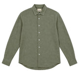 Morenzo Mens Long Sleeve Linen Shirt In Olive