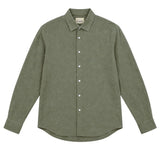 Morenzo Mens Long Sleeve Linen Shirt In Olive