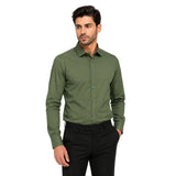 Morenzo Mens Lycra Sateen Long Sleeve Shirt In Olive