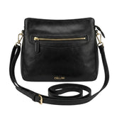 Cellini Diva Washed Leather Zip Bag In Black