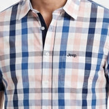 Jeep Mens Casual Yarn Dye Check Shirt In Coral