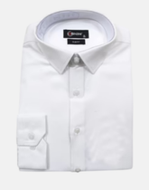 Lorenzini Mens Long Sleeves Stretch Slim Fit Shirt In White