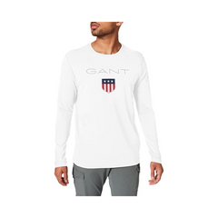 Gant Mens Shield Long Sleeve T-Shirt In White