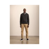 Polo Mens Ls Cotton V Neck Knitwear Charcoal