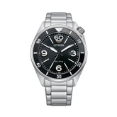 Citizen Eco Drive Gents Ss Blk Dial Wht