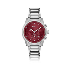 Hugo Boss Ss Red Dial Chrono Ss Bclt