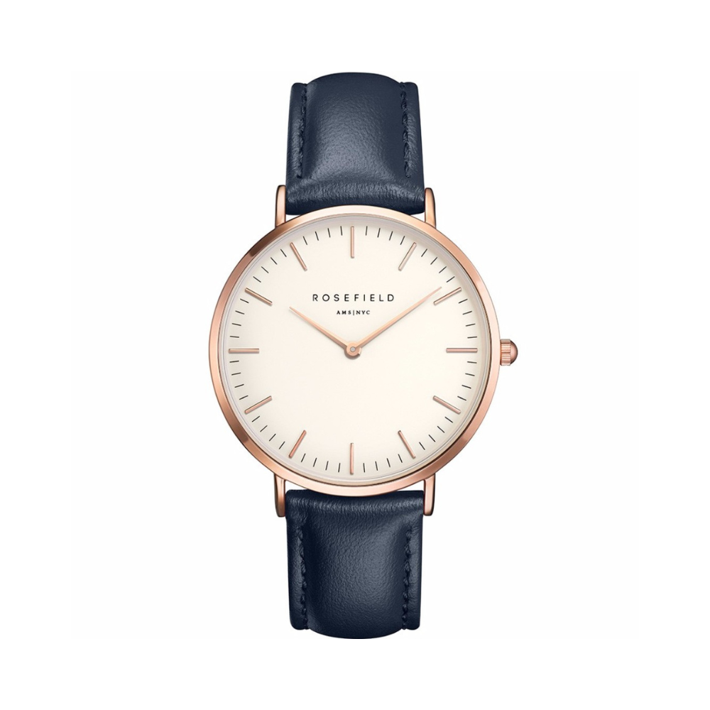 Rosefield The Bowery 38Mm White Black Rose Gold