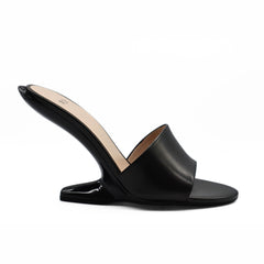 Nº21 23Icpxnv16004 Sabot Open Toe Leather Mules Black