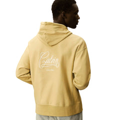 Calvin Klein Mens Premium Fleece Matchbox Hoodie In Mustard