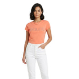 Izabel London Womens Dolce Bling Logo T-Shirt In Coral Pink