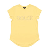 Izabel London Womens Dolce Blign Logo T-Shirt In Yellow