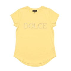 Izabel London Womens Dolce Blign Logo T-Shirt In Yellow