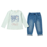 Mother's Choice Girls Piece Set In Jean and Mint