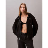 Calvin Klein Womens Monologo French Terry Hoodie In Black