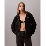 Calvin Klein Womens Monologo French Terry Hoodie In Black