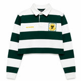 Old School Ladies Sa Supporters 8X8 Stripe Crop Rugby Jersey In White And Green