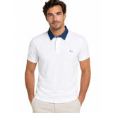 Harmont & Blaine Mens Polo With Denim Collar In White