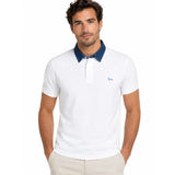 Harmont & Blaine Mens Polo With Denim Collar In White