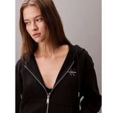 Calvin Klein Womens Monologo French Terry Hoodie In Black