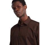 Polo Mens Essential Sateen Shirt In Chocolate