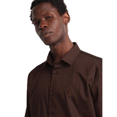 Polo Mens Essential Sateen Shirt In Chocolate