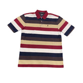 Polo Mens Broad Stripe Golfer In Burgundy