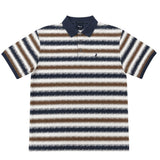 Polo Mens Printed Double Mercerised Short Sleeves Golfer In Charcoal