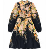 Izabel London Womens Long Sleeve Button Throuh Midi Dress In Black Multi
